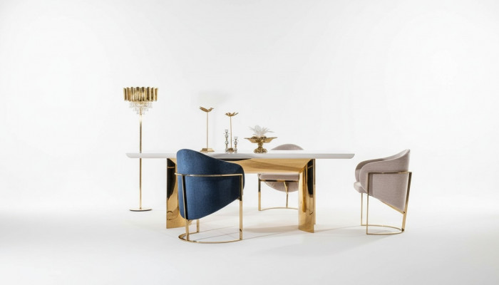 Chaise de salle à manger Chaise de luxe en métal avec textile nouvelles chaises Style Moderne