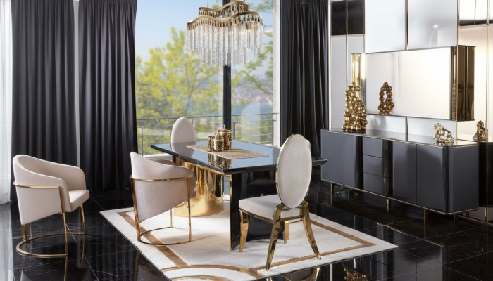 Salle à manger Table Table à manger 4x Chaise Suite Tables Chaises Buffet Ensemble