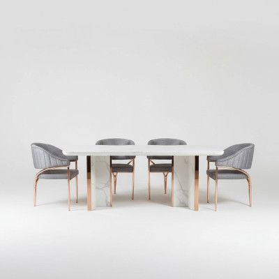Table à manger Suite Groupe Salle à manger Table Chaise Ensemble 4x Chaise 5 pièces nouveau