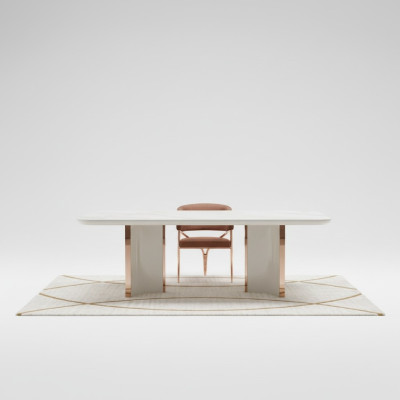 Tables de luxe Table de salle à manger Salle à manger Moderne Acier inoxydable doré Immédiatement