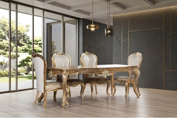 Table Salle à manger Table de salle à manger Table à manger Salle à manger Bois Tables Baroque Salle à manger Mobilier de luxe neuf