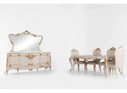 Suite de 7 pièces. Salle à manger Table de salle à manger Chaise Bahut Miroir Chaises de salle à manger Tables