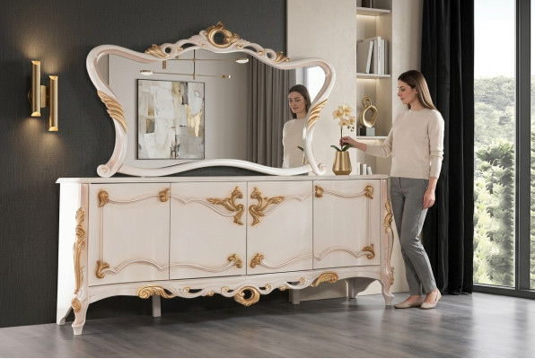 Bahut avec suite de miroir Ess Baroque Commodes en bois Commode en bois Armoire en bois neuve