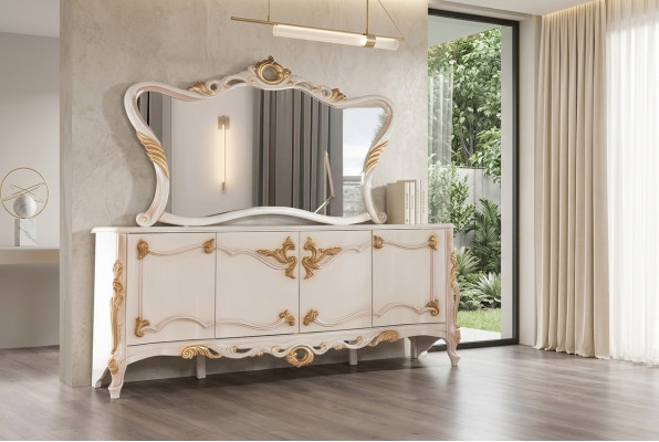 Bahut avec suite de miroir Ess Baroque Commodes en bois Commode en bois Armoire en bois neuve