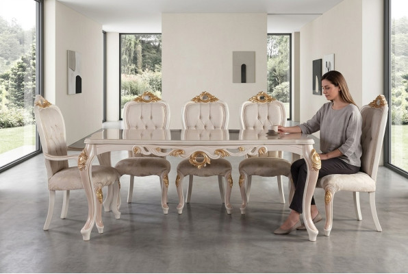 Salle à manger Table à manger Chaise Suite de luxe Chaise de salle à manger Table Tables Bois Groupe
