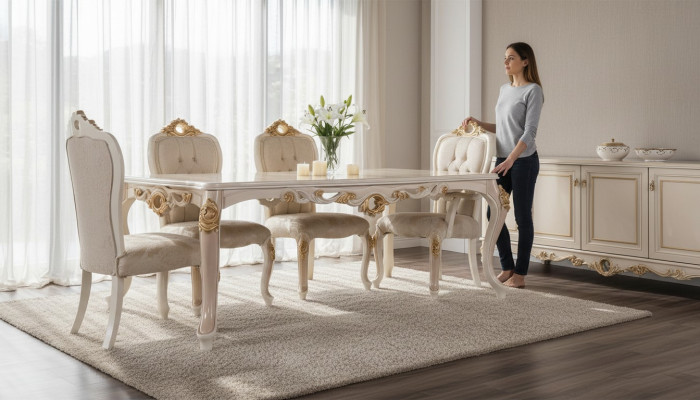 Définir des chaises Groupe Chaise de salle à manger Chaise Bois Salle à manger 4x Chaise Mobilier Style Lehn