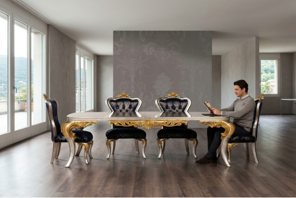 Table Table à manger Table de salle à manger Salle à manger Bois Tables Baroque Salle à manger Mobilier de luxe neuf
