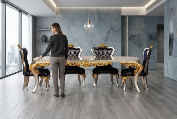 Salle à manger Table à manger 4x Ensemble de chaises en bois Tables de tables Chaises ensembles de chaises