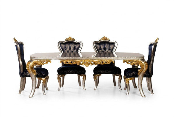 Salle à manger Table à manger 4x Ensemble de chaises en bois Tables de tables Chaises ensembles de chaises