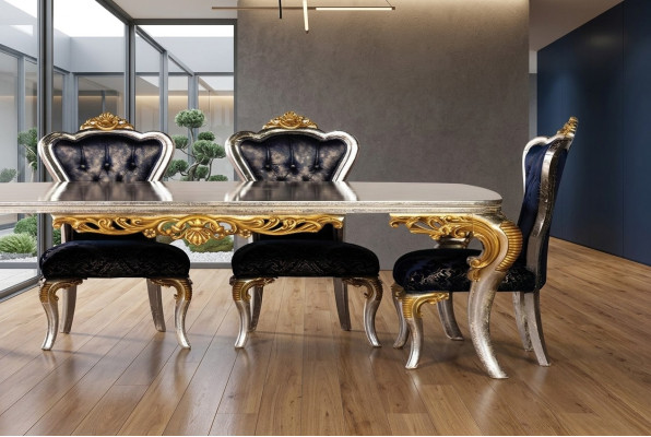 Chaise de salle à manger 1x Chaise Bois de luxe Style de salle à manger Baroque rococo Chaises neuves