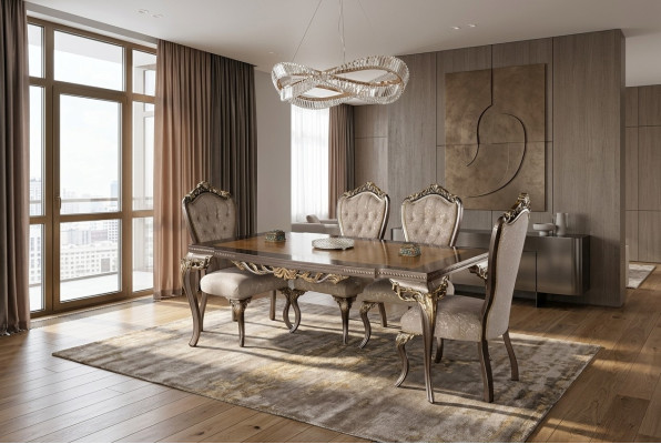 Salle à manger Table à manger Chaise Ensemble Groupe Suite Table Tables Suite De luxe 5 pièces.