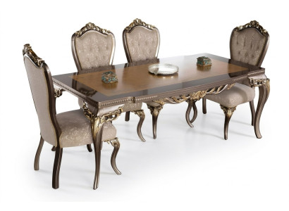 Salle à manger Chaise Chaises Bois Luxe Salle à manger Ess Tissu Style Baroque 1x Fauteuil