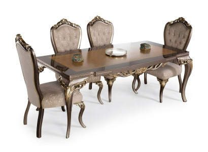 Ensemble de chaises 4x chaises Lehn Chaise de salle à manger Bois Luxe Salle à manger Tissu Chaises baroques