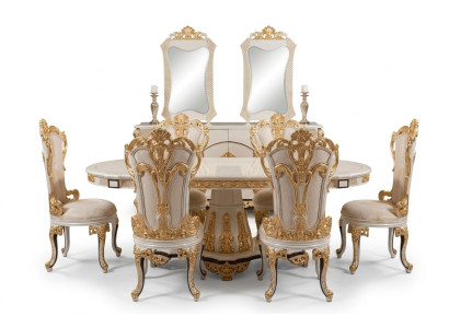 Salle à manger de luxe Table à manger Chaise Bois Tables Table Baroque Chaises de salle à manger Groupe de meubles