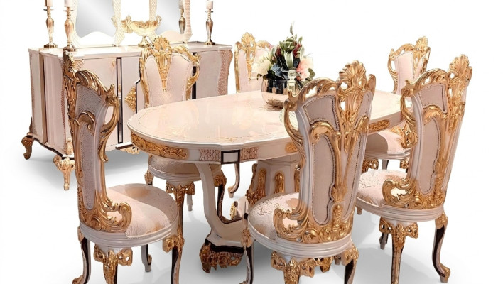 Table de salle à manger de luxe Table à manger Table à manger en bois Salle à manger Tables Baroque Meubles de salle à manger neufs