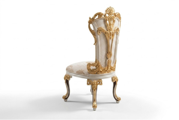 Chaise de salle à manger Chaise Chaises Bois Luxe Salle à manger Tissu Style Baroque Rococo