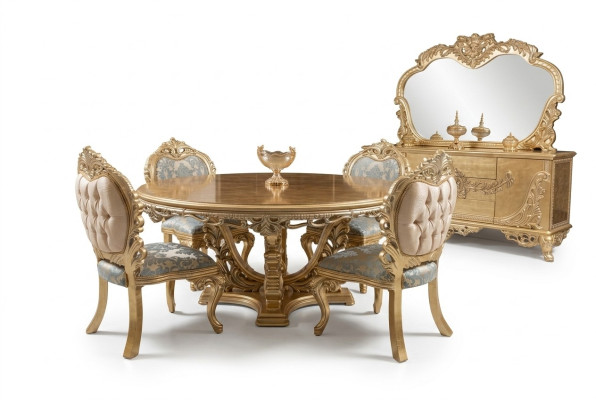 Suite de luxe Ensemble Salle à manger Table à manger Chaise Commode Miroir Chaises Table 7 pièces.