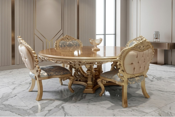 Table de salle à manger ronde Table de salle à manger Salle à manger Tables Table de baroque de luxe en bois