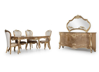 Salle à manger Table à manger Chaise Groupe Suite Ensemble Bois Table Commode Miroir Ensemble 7 pièces