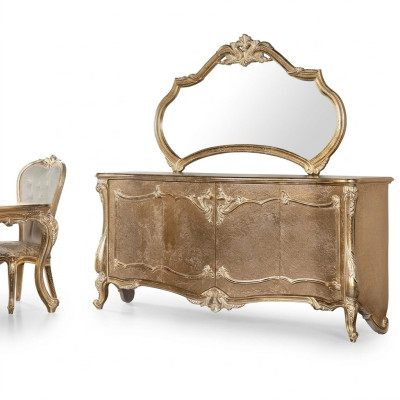 Set de commode avec miroir Suite Commodes en bois Groupe Buffet Meubles Baroque