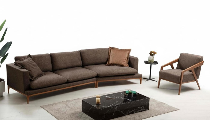 Canapé d'angle Salon Canapés Tissu de luxe Forme en L en bois Style moderne Meubles neufs