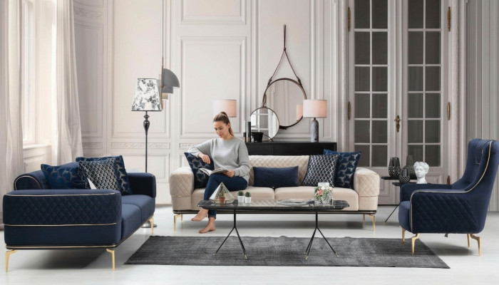 Ensemble de canapés, canapé luxueux, fauteuil, canapés trois places, suite 3+3+1 place moderne