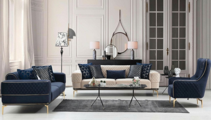 Ensemble de canapés, canapé luxueux, fauteuil, canapés trois places, suite 3+3+1 place moderne