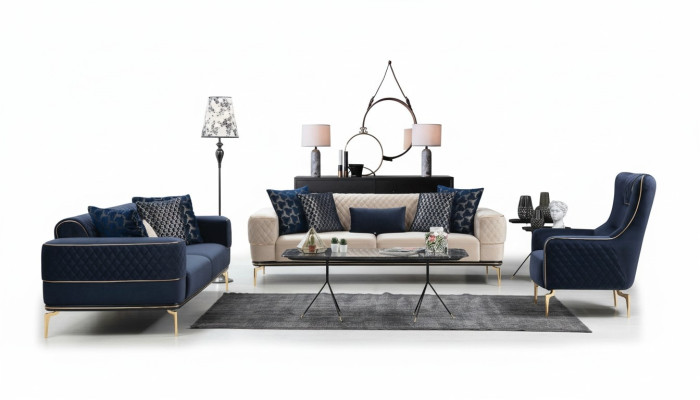 Ensemble de canapés, canapé luxueux, fauteuil, canapés trois places, suite 3+3+1 place moderne