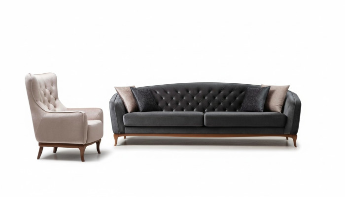 Ensemble de canapé de luxueux complet, 4+1 place, fauteuil en tissu.