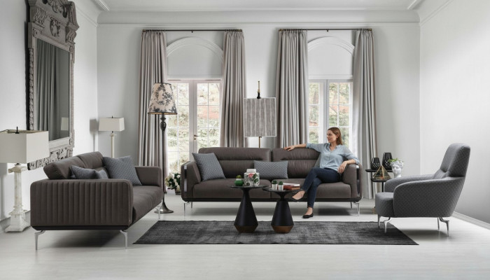 Ensemble de canapés Canapé Suite Canapés 3+3+1 Fauteuil Moderne en Polyester Trois places