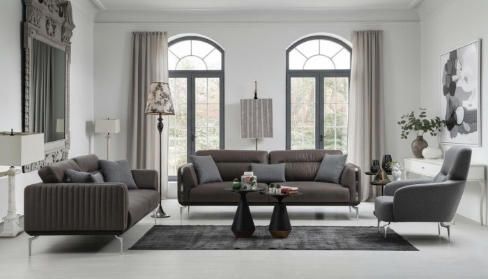Ensemble de canapés Canapé Suite Canapés 3+3+1 Fauteuil Moderne en Polyester Trois places