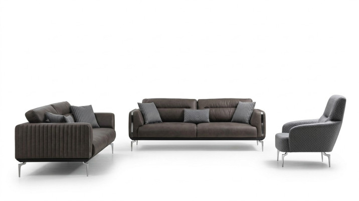 Ensemble de canapés Canapé Suite Canapés 3+3+1 Fauteuil Moderne en Polyester Trois places