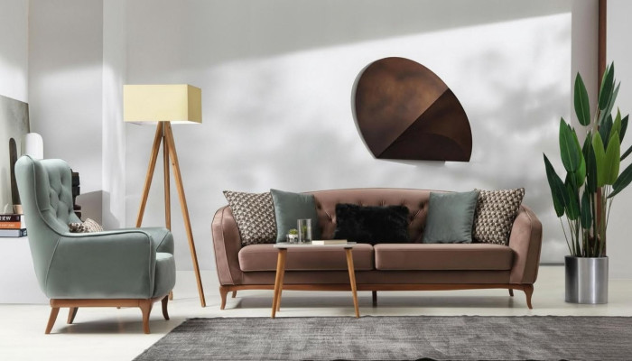 Suite canapé Ensemble de canapé de luxe 4+1 Groupe de sièges Salon Tissu Mobilier Design