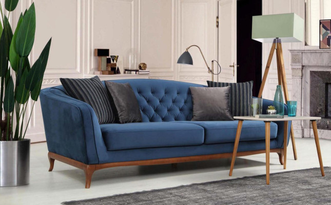 Suite Chesterfield Canapé set Canapé de luxe 4+3+1 Groupe de places en tissu