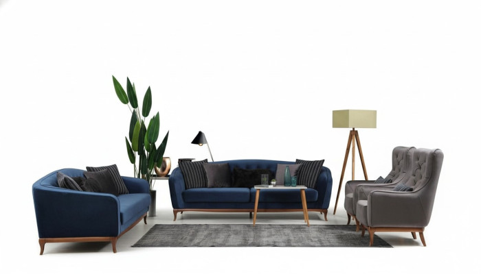 Suite Chesterfield Canapé set Canapé de luxe 4+3+1 Groupe de places en tissu