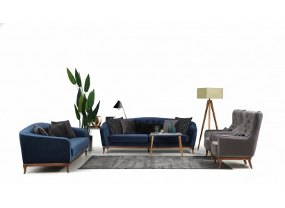 Suite Chesterfield Canapé set Canapé de luxe 4+3+1 Groupe de places en tissu