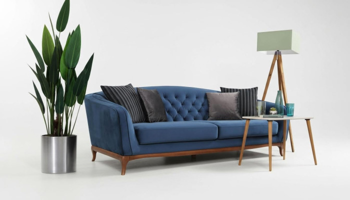 Design de canapé de luxe Trois places Canapé moderne Canapés bleus Meubles Rembourrage de loft neuf