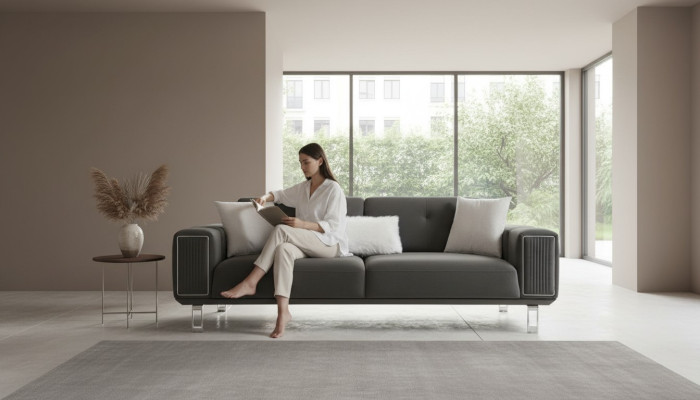 Conception de canapé de luxe Trois places Canapé moderne Canapés gris Mobilier rembourré Loft neuf