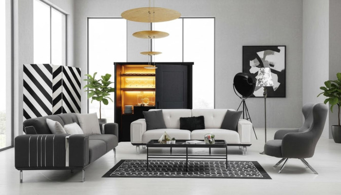 Ensemble de canapé Canapé Luxe Ensemble de canapé 3+3+1 Siège Canapés Fauteuil Tissu Design Meubles Neufs