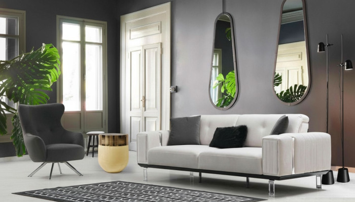 Ensemble de canapé de luxe en tissu à 3 places + 1 place avec fauteuil, coussin de siège design, mobilier neuf