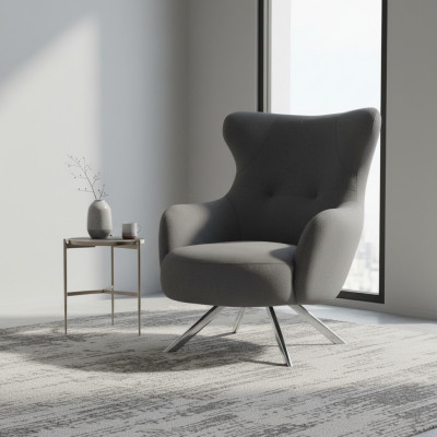 Fauteuil à oreilles Fauteuil de luxe 1 place Siège unique Siège Rembourrage Tissu designer Moderne