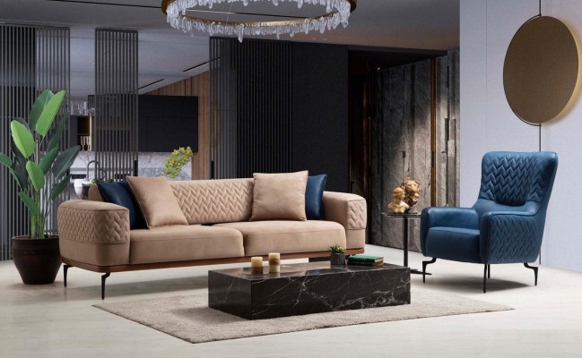 Fauteuil une place de luxe 1 place Siège rembourré Designer Textile Siège Tissu Moderne