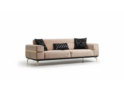 Canapé de luxe Design Trois places Canapé moderne Canapé beige Meubles Rembourrage Loft neuf