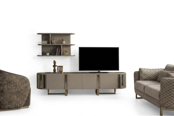 Unité murale Cabinet TV Lowboard Étagères Ensemble de support TV Buffet Commode Salon