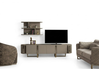 Unité murale Cabinet TV Lowboard Étagères Ensemble de support TV Buffet Commode Salon
