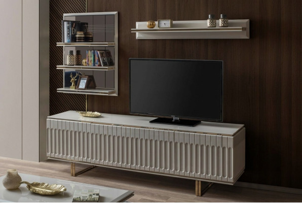 Mur de télévision de luxe, meuble TV pour salon, meuble bas, meuble TV, buffet, étagère, unité murale