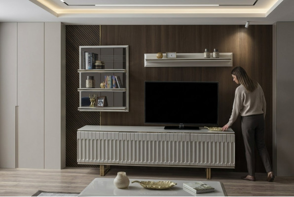Meuble TV de luxe Salon Meuble TV Buffet Sideboard Commode Unité murale Moderne Nouveau