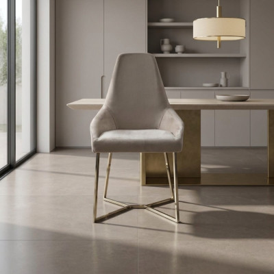 Fauteuil Chaise de salle à manger Luxe Beige Fauteuil Chaises Design Moderne Meubles