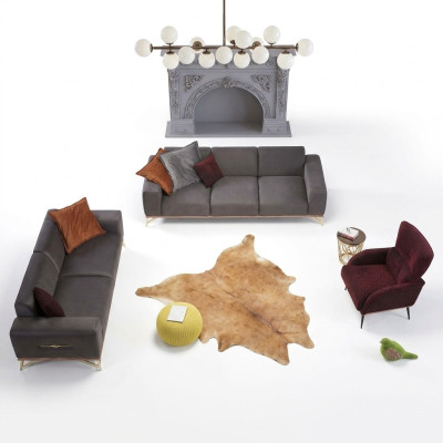 Canapé quatre places de luxe Canapés quatre places Salon Polyester Design en tissu moderne