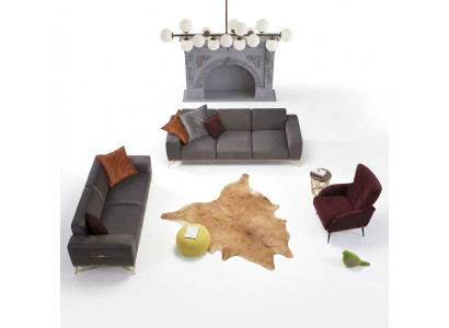 Canapé quatre places de luxe Canapés quatre places Salon Polyester Design en tissu moderne